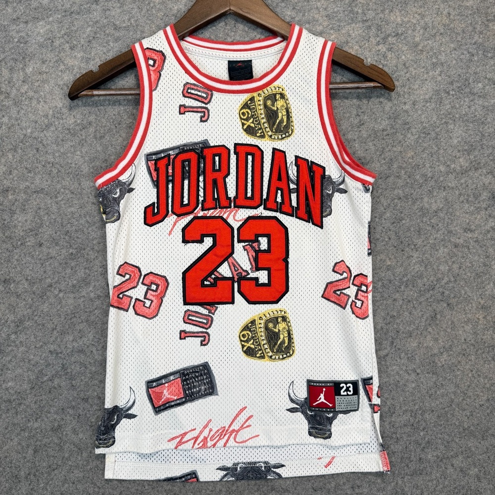 Nike Jordan Jersey Boys 8-10 Yrs Graphic Flight Six Rings Michael Chicago Bulls